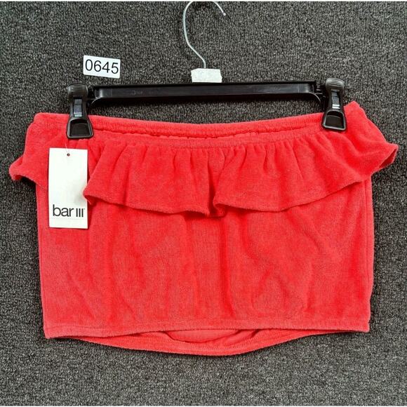 Bar III French Terry Ruffled Crop Tube Top Womens Size Large Red NWT - Picture 1 of 8